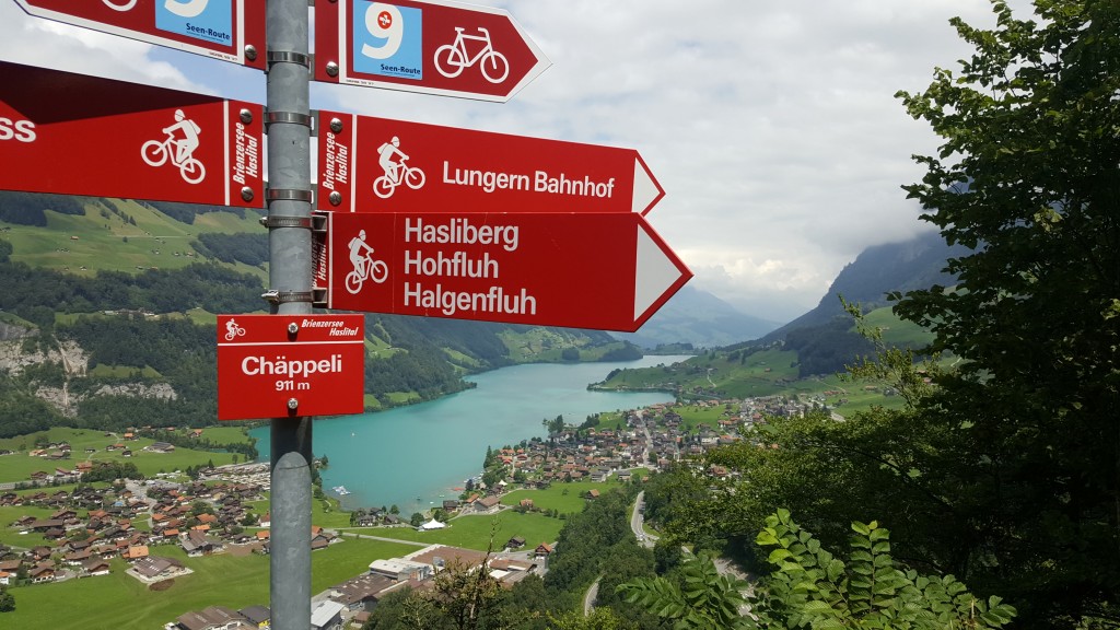 Ausblick auf den Lungerer-See bei der Abfahrt Richtung Sarnen