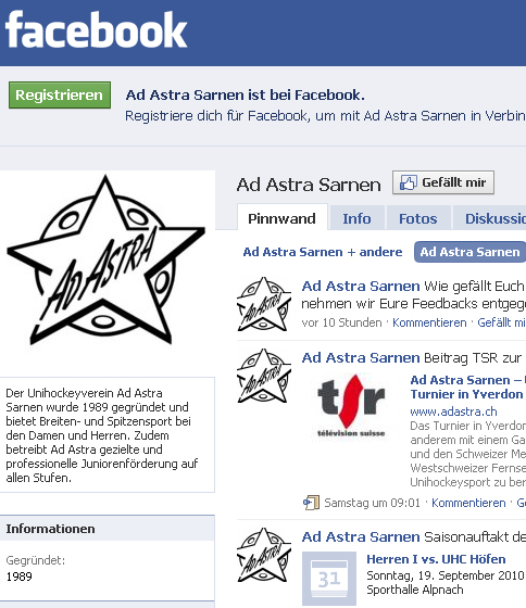 Ad Astra Sarnen auf facebook